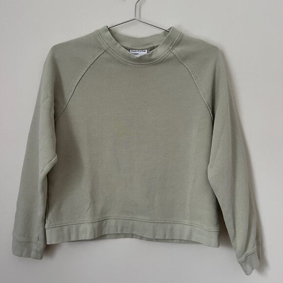 Frank and Oak Women's Light Green Waffle Knit Organic Cotton Sweatshirt Size M - Picture 1 of 14